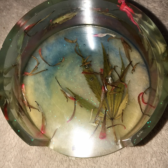 Epoxy resin coaster holder multi colored with petals and leaves 🍃 New - Picture 7 of 8